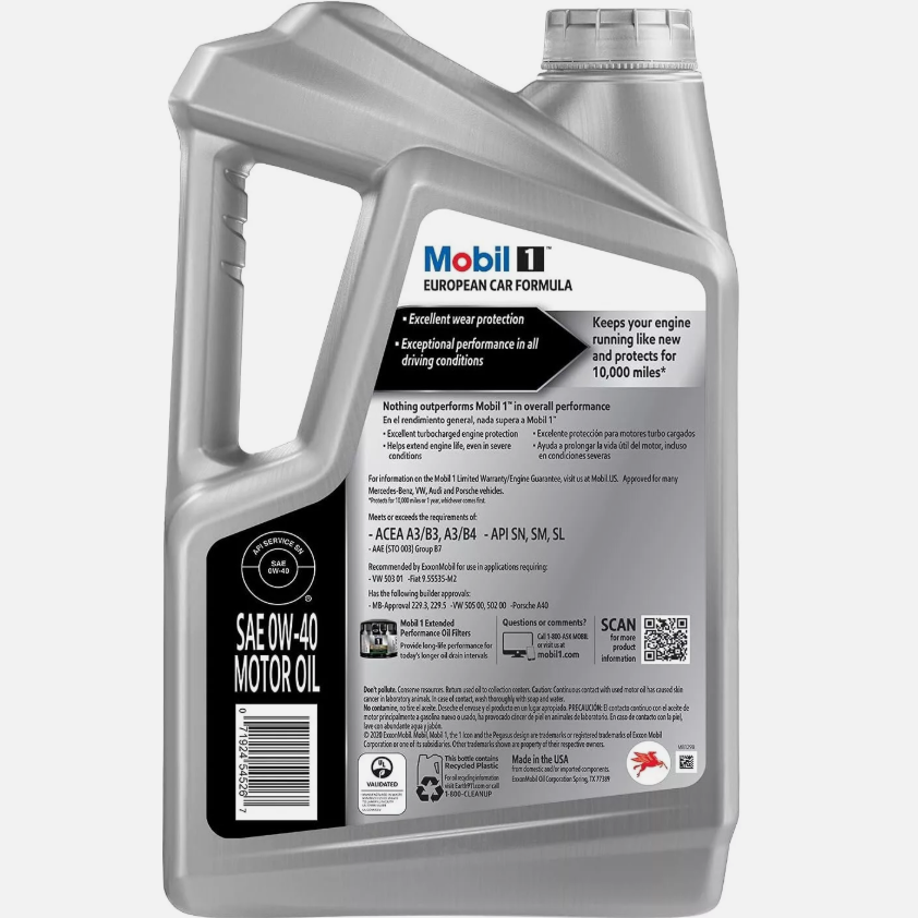 Zyq3 Mobil 1 еуропалық автомобиль формуласы 0w40 4,73 литрлік Mobil 1 қозғалтқыш майы жоғары өнімді майлау және тазартқыш